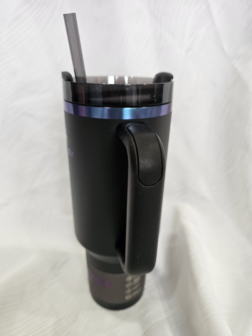 Stanley Black Travel Mug with Iridescent Purple Logo NEW - Picture 4 of 8